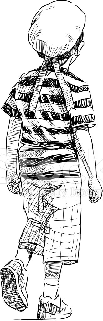 329x1024 little boy walking stock vectors - Little Boy Drawing