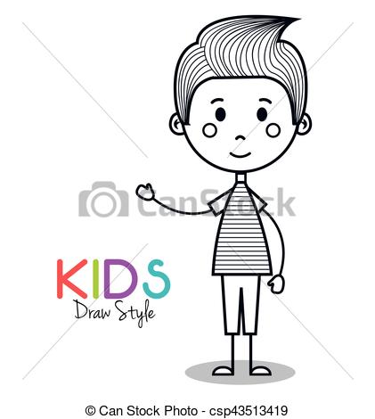 421x470 cute little boy drawing vector illustration design - Little Boy Drawing