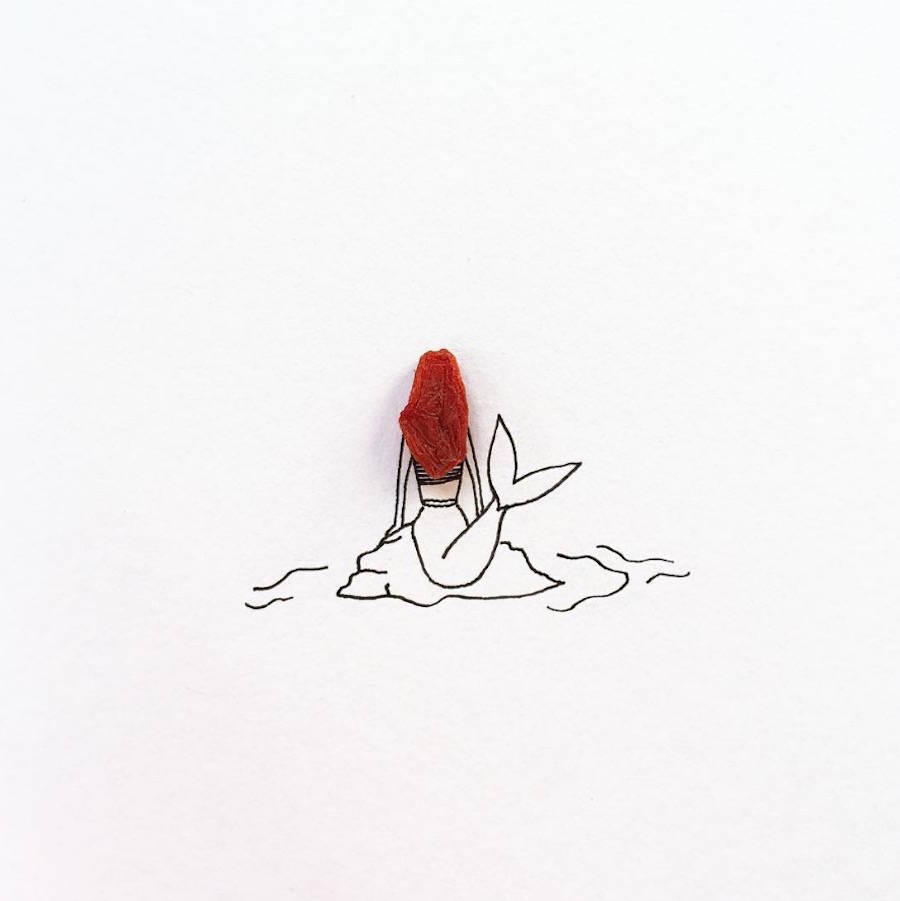 900x901 little drawings completed with everyday life elements fubiz media - Little Drawings