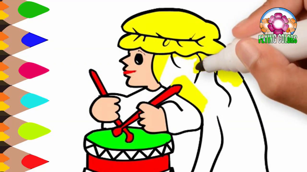 1280x720 how to draw a little drummer boy, draw a cute boy beating drum - Little Drummer Boy Drawing