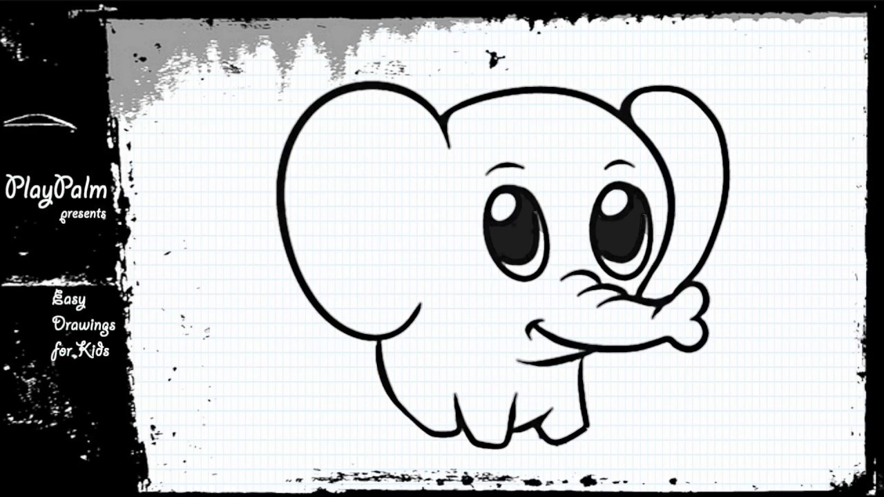 1280x720 Cute Baby Elephant Drawing - Little Elephant Drawing