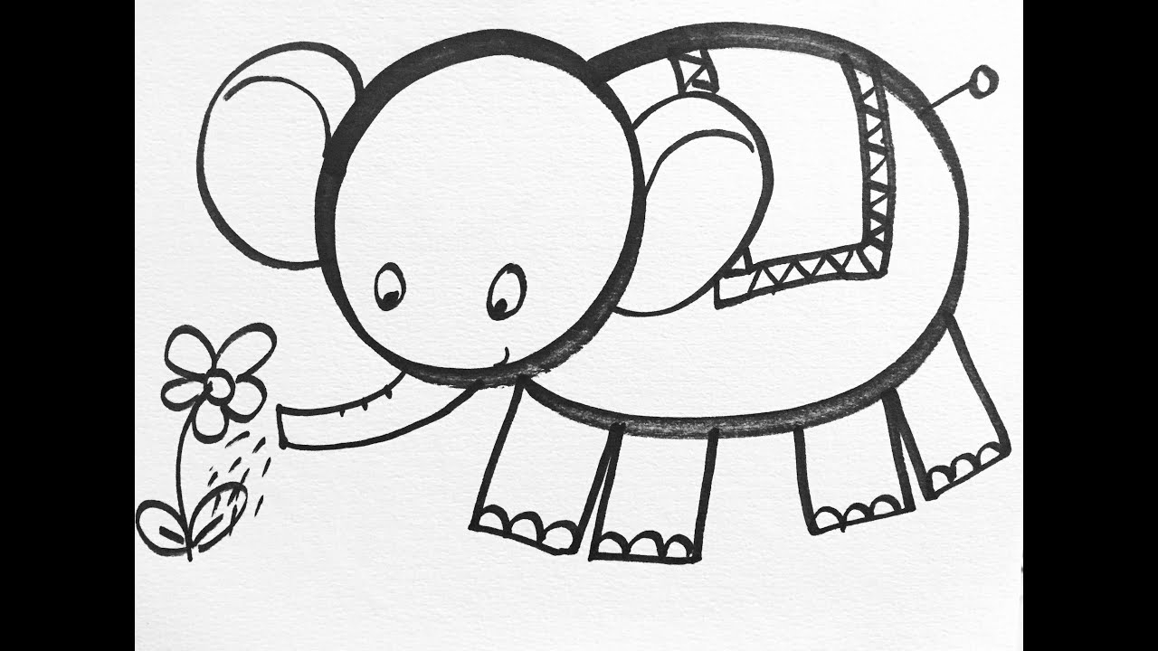 1280x720 Elephant Kid Drawing And Tutorial How To Draw Little Elephant - Little Elephant Drawing