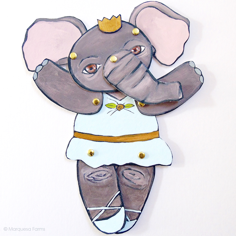 750x750 Little Elephant Ballerina Paper Puppet Marquesa Farms - Little Elephant Drawing