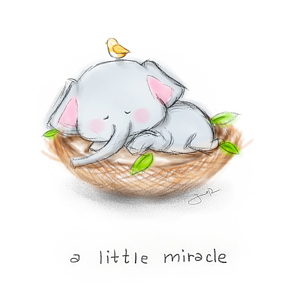 1000x1000 a little miracle baby elephant shop art print little sketchy - Little Elephant Drawing