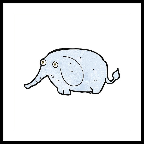 600x600 Cartoon Sad Little Elephant Framed Print - Little Elephant Drawing