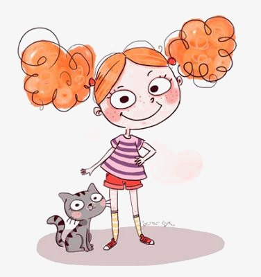 376x400 Cartoon Drawing Little Girl, Cartoon Clipart, Illustration, Hand - Little Girl Cartoon Drawing