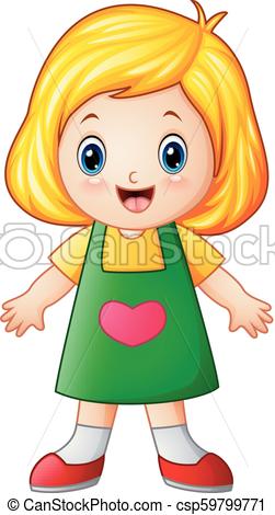 251x470 Vector Illustration Of Cute Little Girl Cartoon - Little Girl Cartoon Drawing