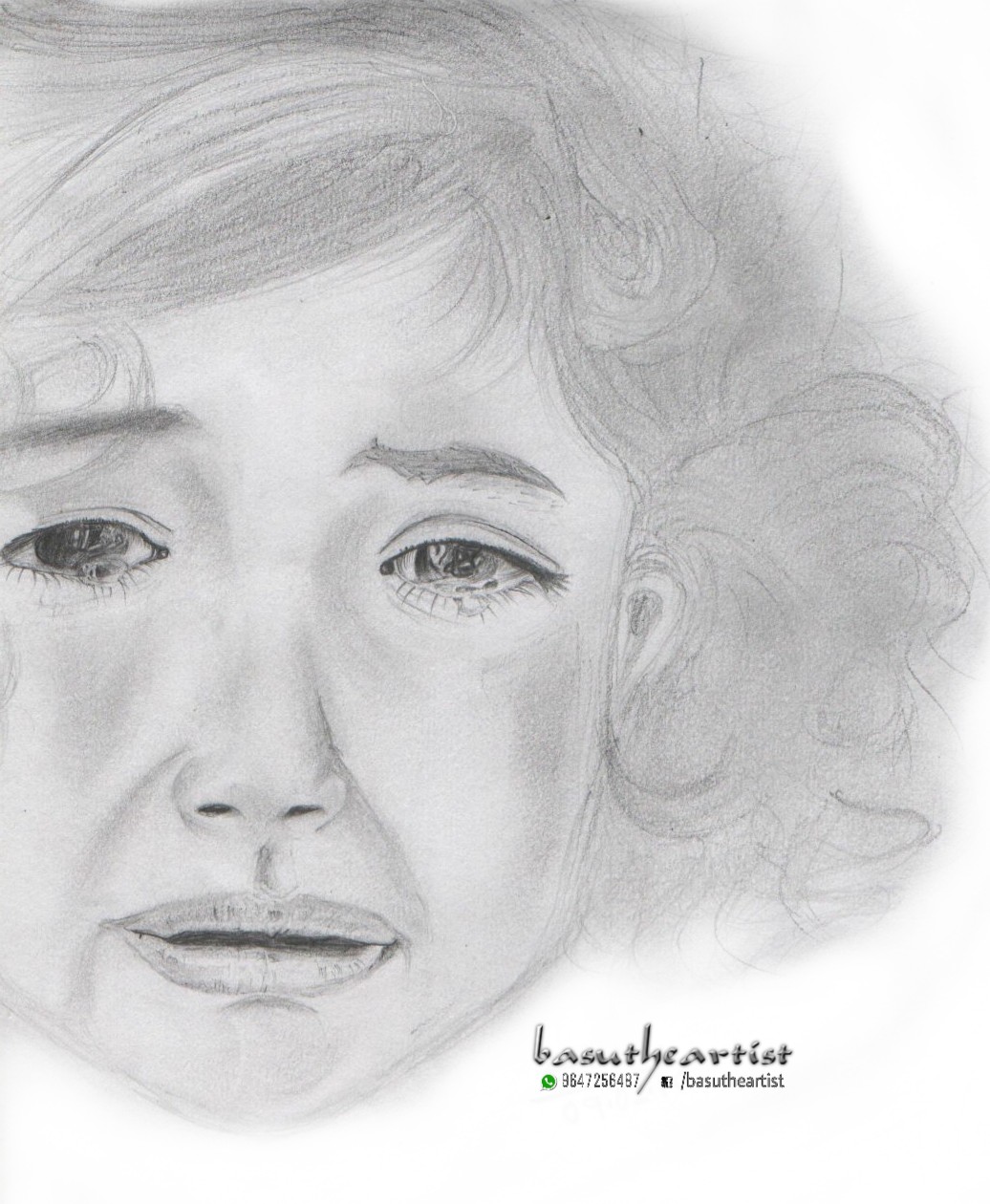 1036x1260 Little Girl Crying Sketch - Little Girl Crying Drawing