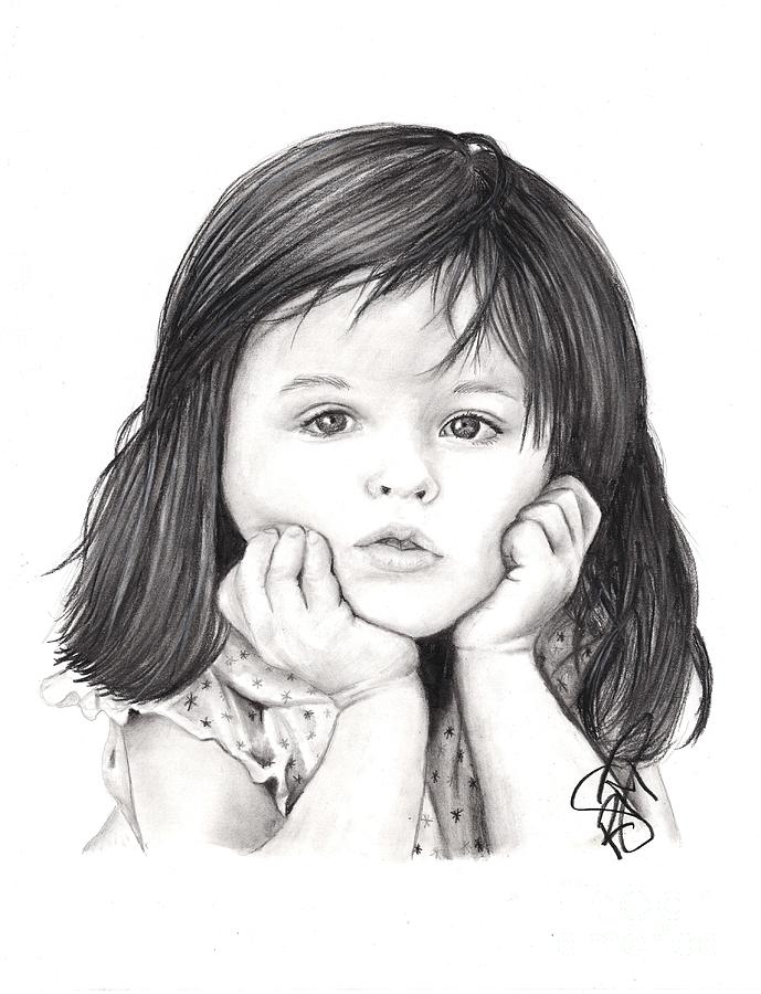 689x900 Little Girl Drawing - Little Girl Drawing