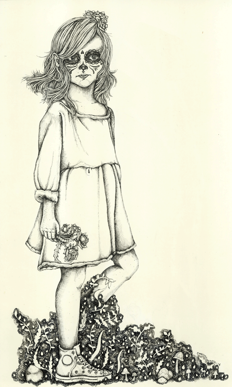800x1331 Little Girl Drawing Carrolyn Lakowski Illustration - Little Girl Drawing