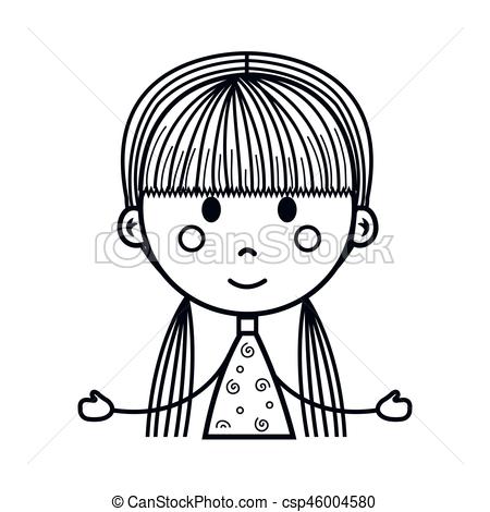 450x470 Cute Little Girl Drawing Character Vector Illustration Design - Little Girl Drawing