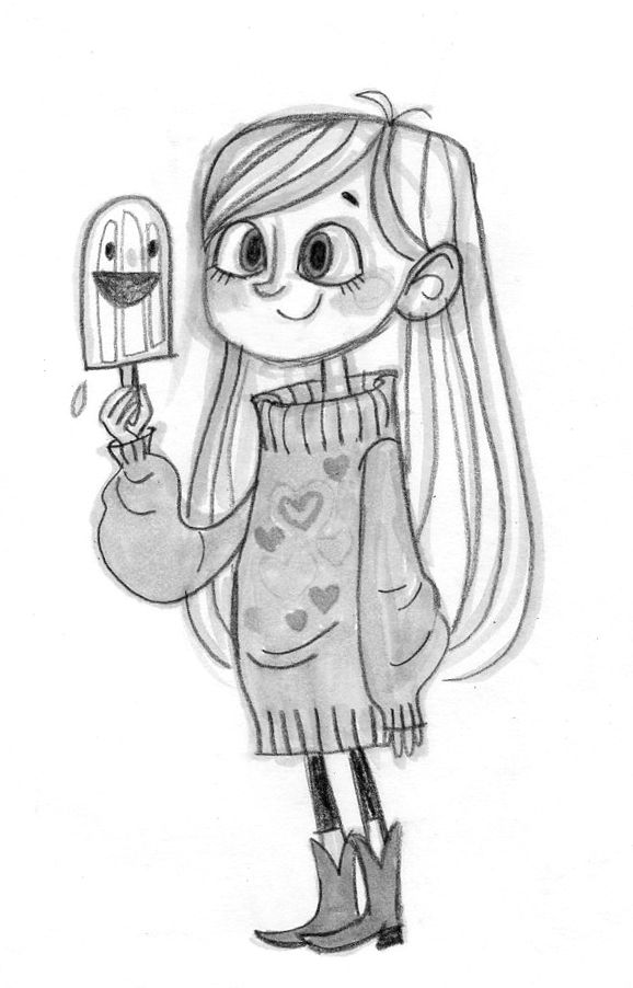 Little Girl Drawing Cartoon