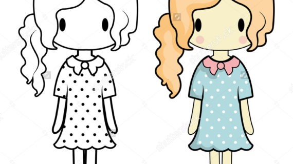 570x320 Draw Cartoon Figure Little Girl How To A Easy - Little Girl Drawing Cartoon