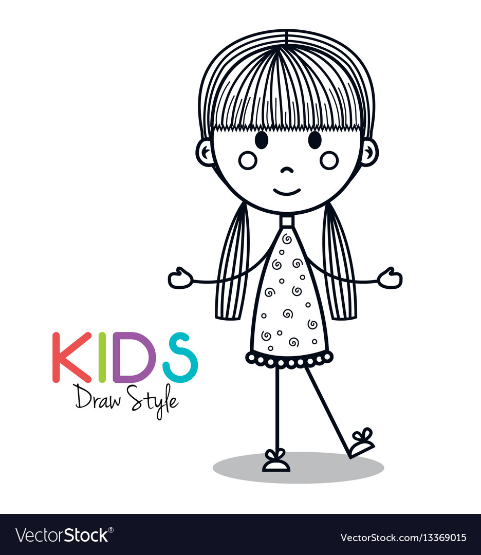 936x1080 Free Drawn Little Girl Draw Cartoon, Download Free Clip Art - Little Girl Drawing Cartoon
