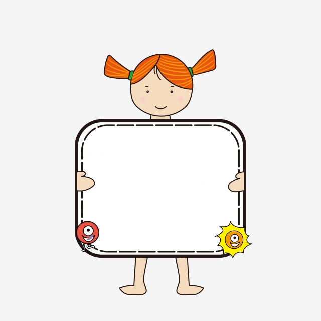 640x640 cartoon border with little girl holding a sketchpad the drawing - Little Girl Drawing Cartoon