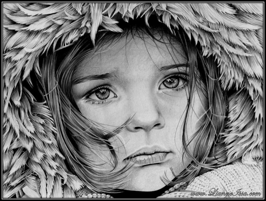 900x679 Little Girl Winter - Little Girl Face Drawing