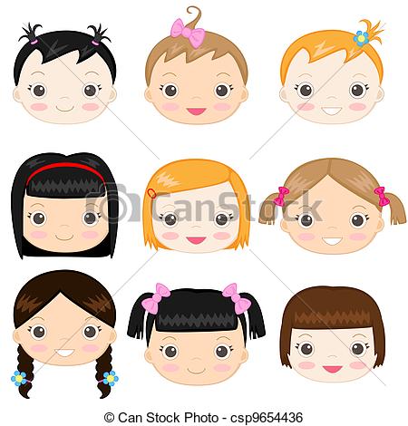 450x470 Photos Clip Art Girl Face - Little Girl Face Drawing