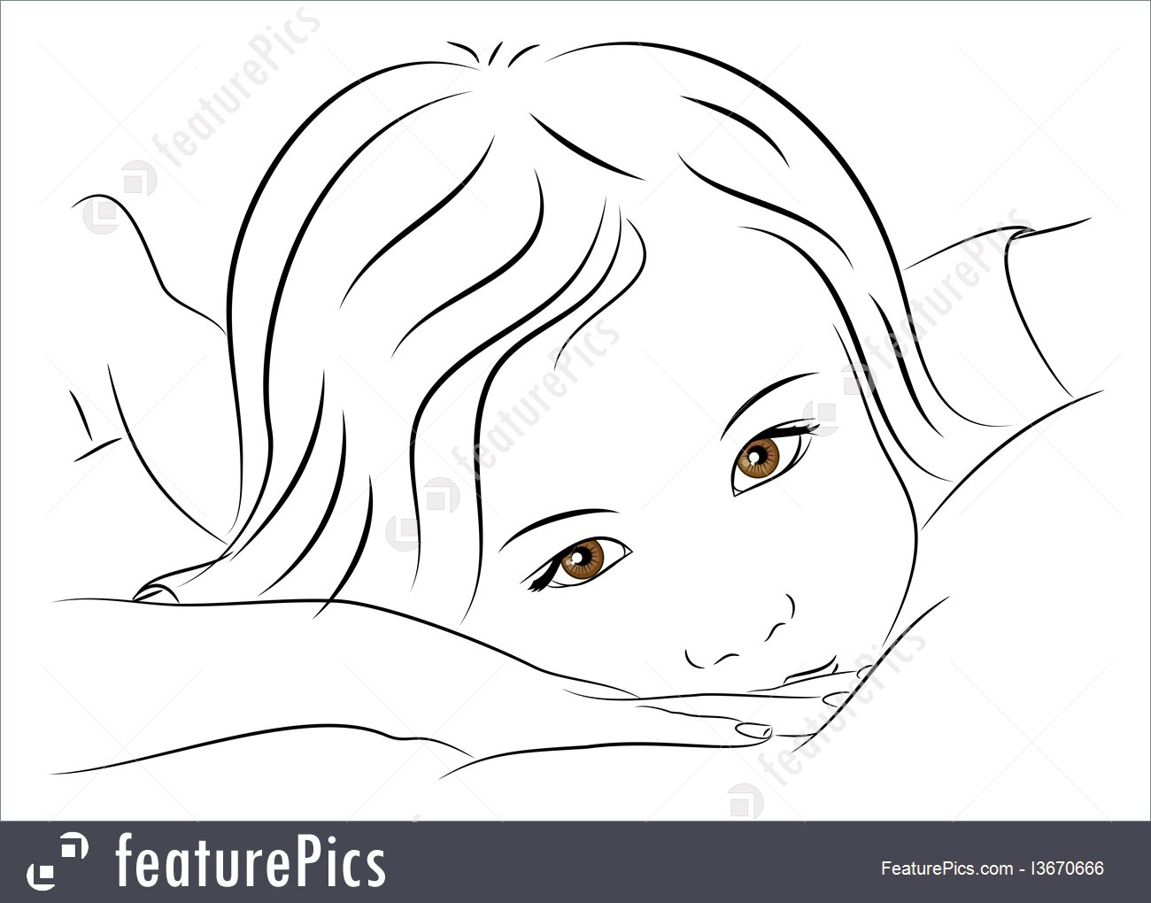 1300x1020 Sketch Of Beautiful Girl Face Illustration - Little Girl Face Drawing