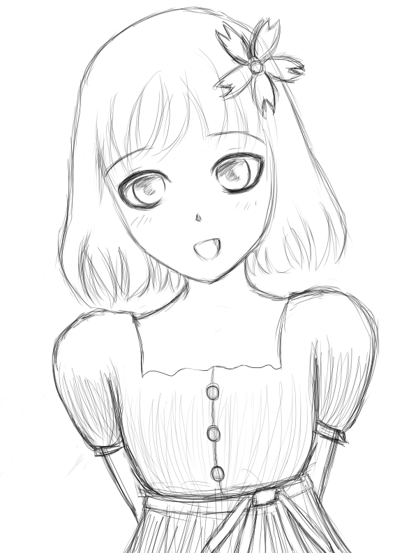 576x792 Little Girl Realistic Drawing Drawing Skill - Little Girl Line Drawing