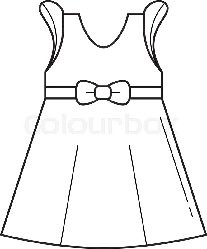 665x800 Little Girl Dress Vector Line Icon Stock Vector Colourbox - Little Girl Line Drawing