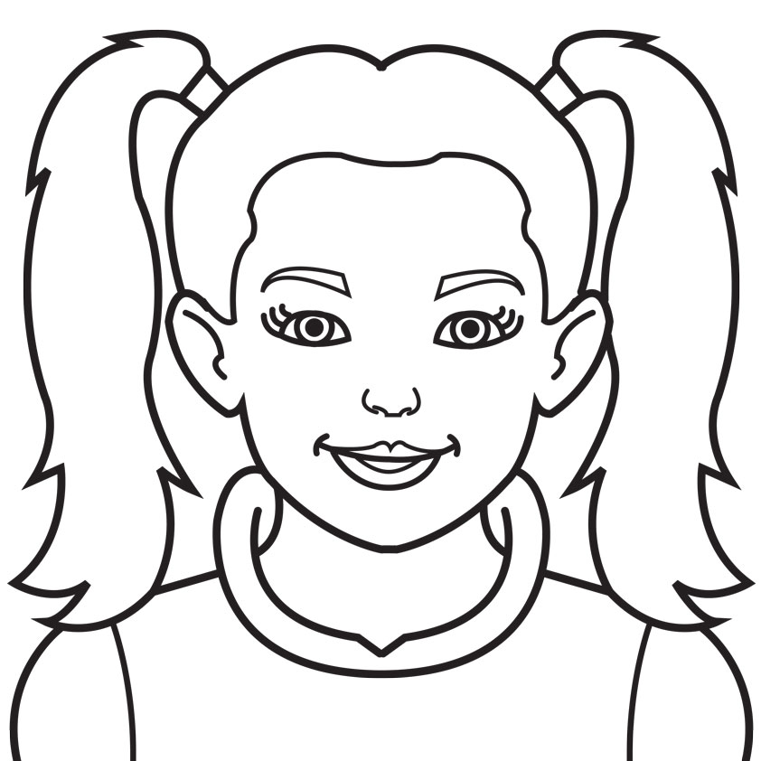 842x842 Best Photos Of Little Girl Face Outline Girl Outline Coloring - Little Girl Line Drawing