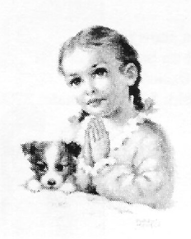 376x470 Little Girl Praying With Puppy - Little Girl Praying Drawing