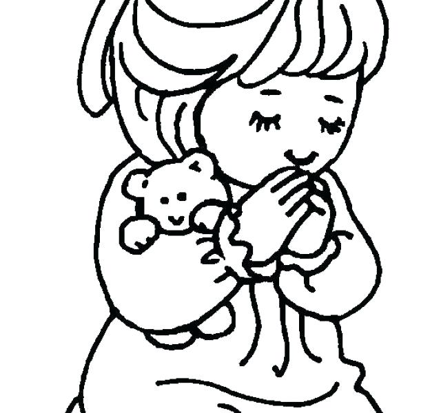 640x600 praying mantis coloring - Little Girl Praying Drawing