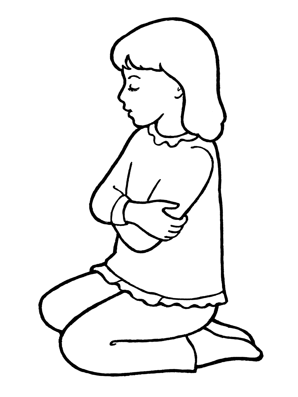 1200x1600 Small Girl Kneeling - Little Girl Praying Drawing