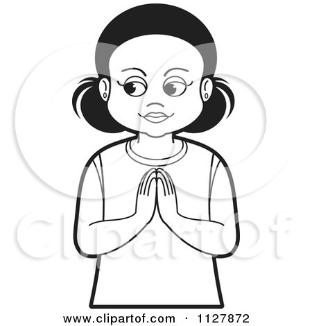 450x470 Picture Of Little Girl Praying Black And White Clipart - Little Girl Praying Drawing