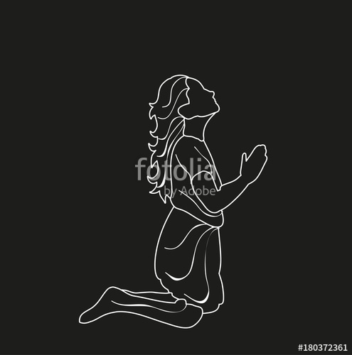 495x500 Sketch Of Little Girl Praying Stock Image And Royalty Free Vector - Little Girl Praying Drawing
