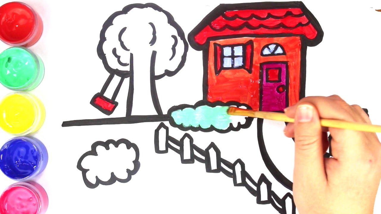 1280x720 Little House Drawing And Coloring With Colors In Italian - Little House Drawing