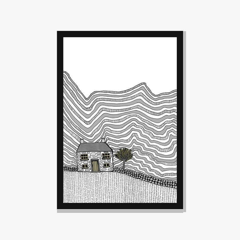 794x794 printable little house hygge home welsh house drawing welsh etsy - Little House Drawing