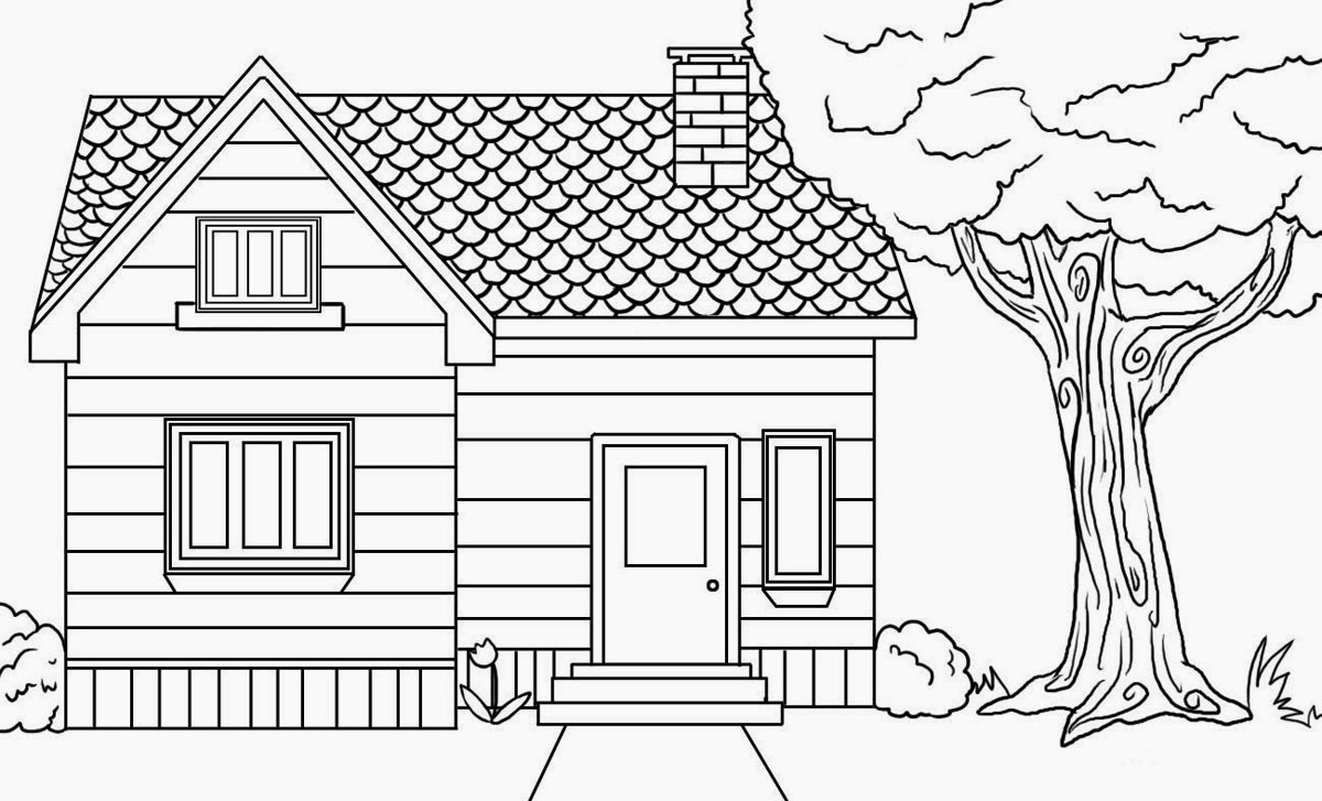 1200x727 House Drawing - Little House Drawing