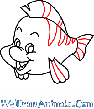 300x350 how to draw flounder from the little mermaid - Little Mermaid Drawing