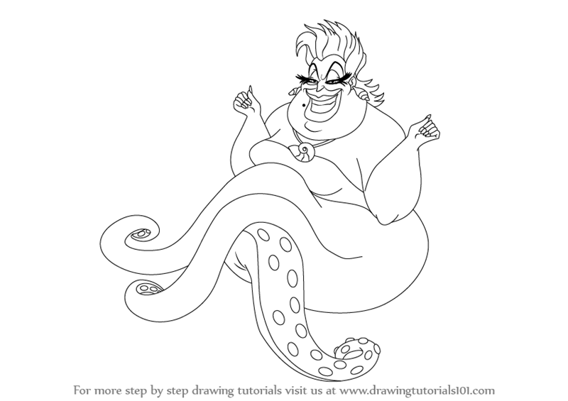 800x565 learn how to draw ursula from the little mermaid - Little Mermaid Drawing