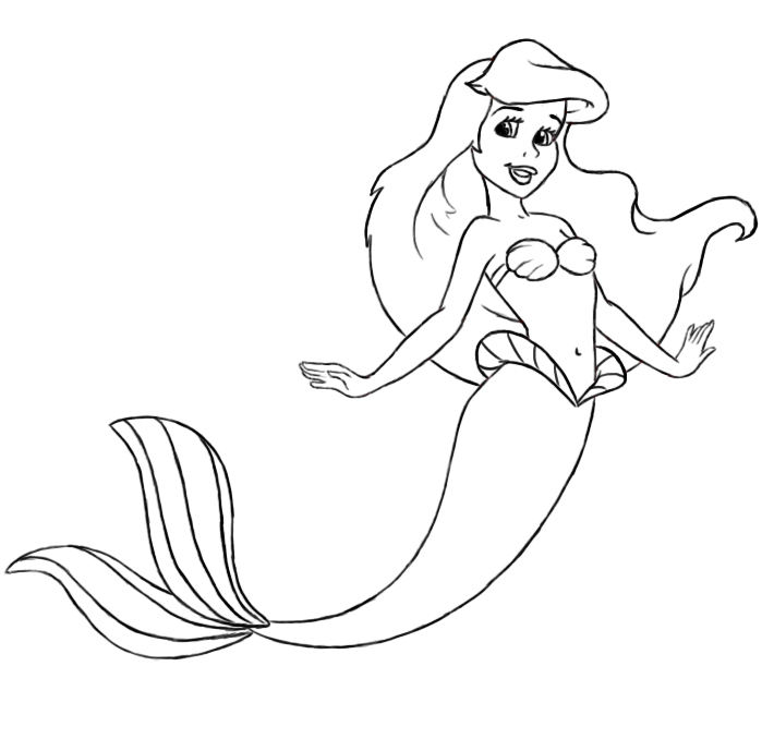 710x689 How To Draw Ariel The Little Mermaid Step - Little Mermaid Drawing