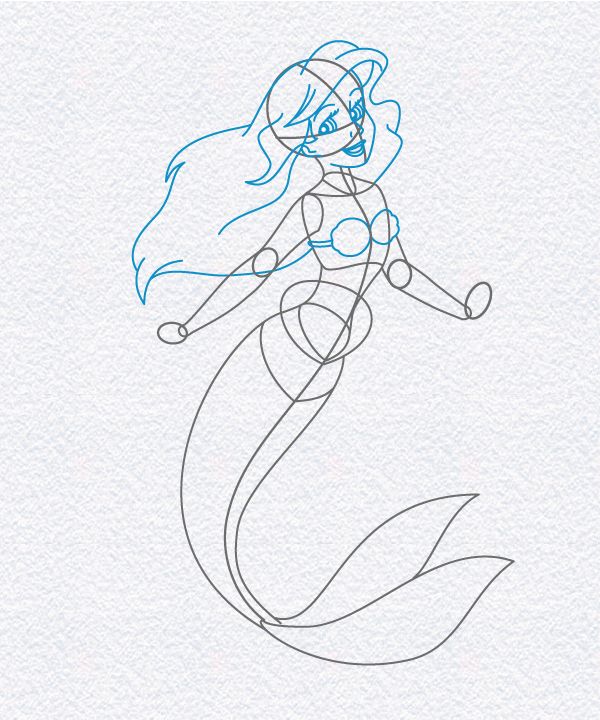 600x720 How To Draw Ariel, The Little Mermaid Doodleberry Patch Art - Little Mermaid Drawing