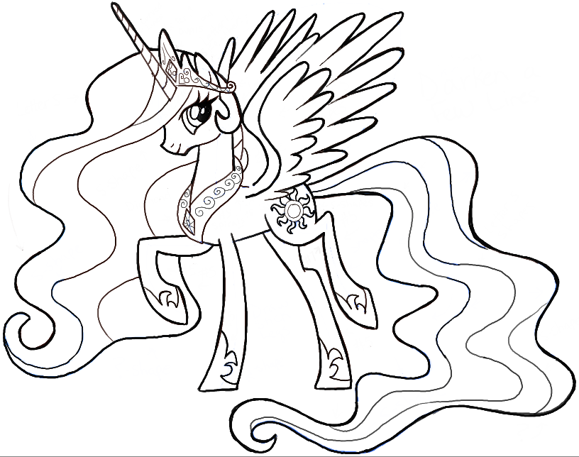 816x644 how to draw princess celestia from my little pony friendship is - Little Pony Drawing