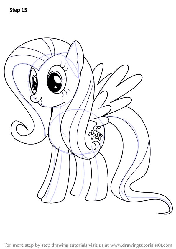 597x844 learn how to draw fluttershy from my little pony friendship is - Little Pony Drawing