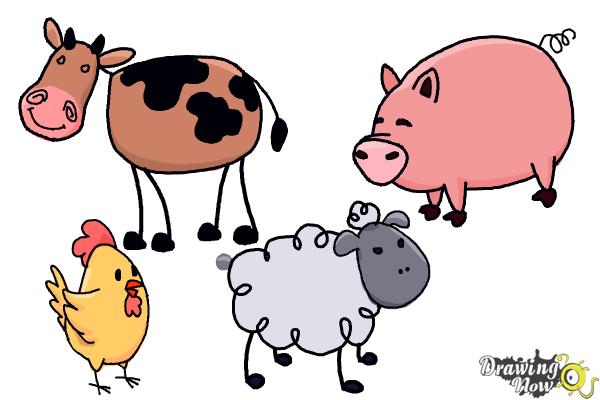 600x400 How To Draw Stick Animals - Livestock Drawing