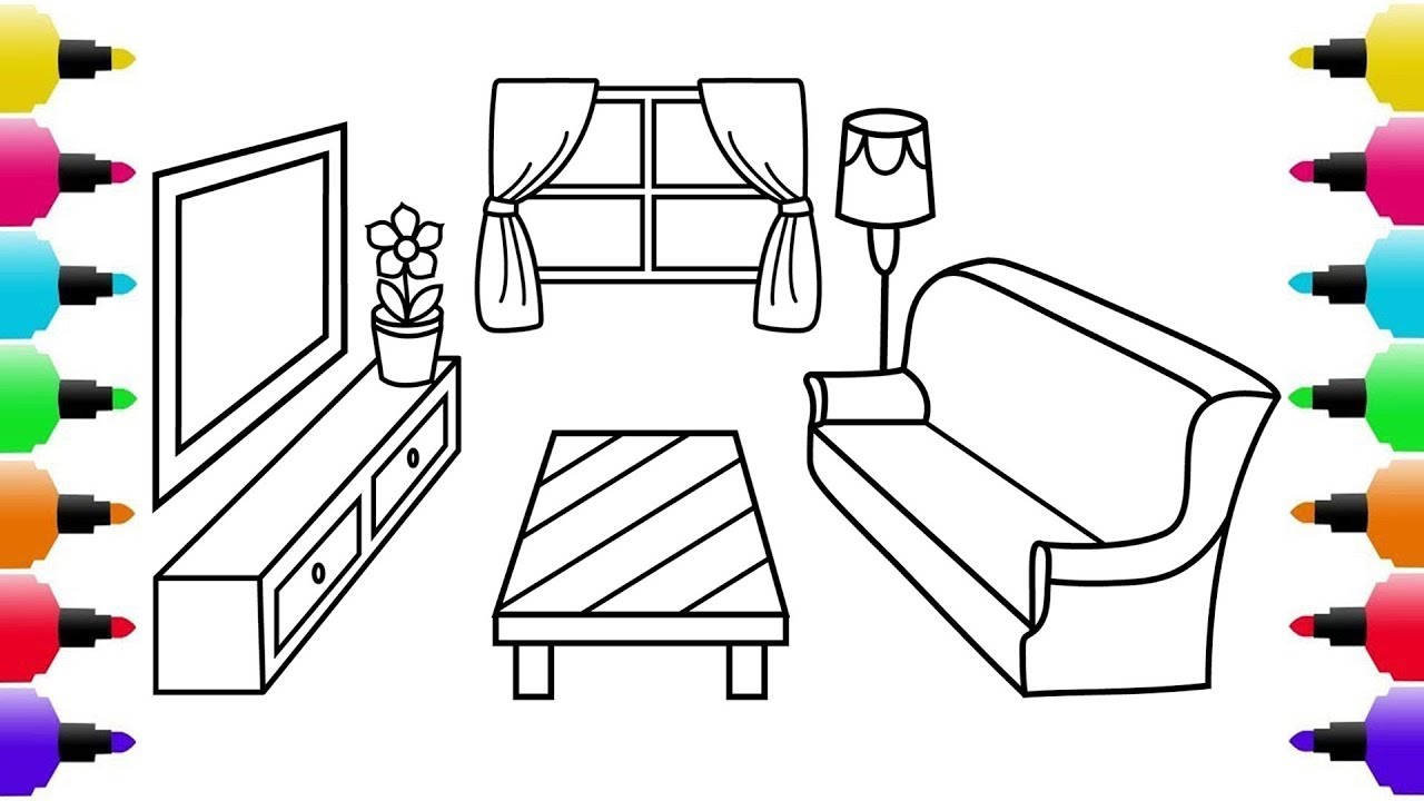 Living Room Coloring Pages | Two Birds Home