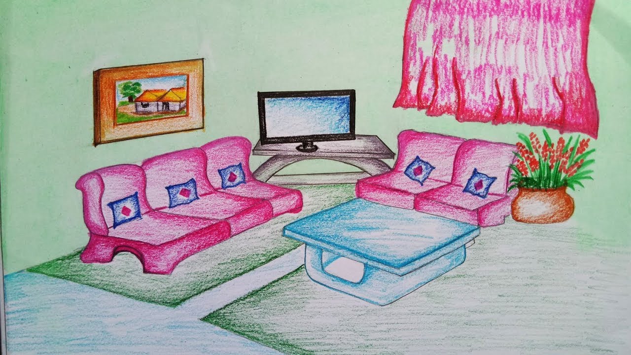 Basic Living Room Drawing For Kids / Teaching Children How To Draw And