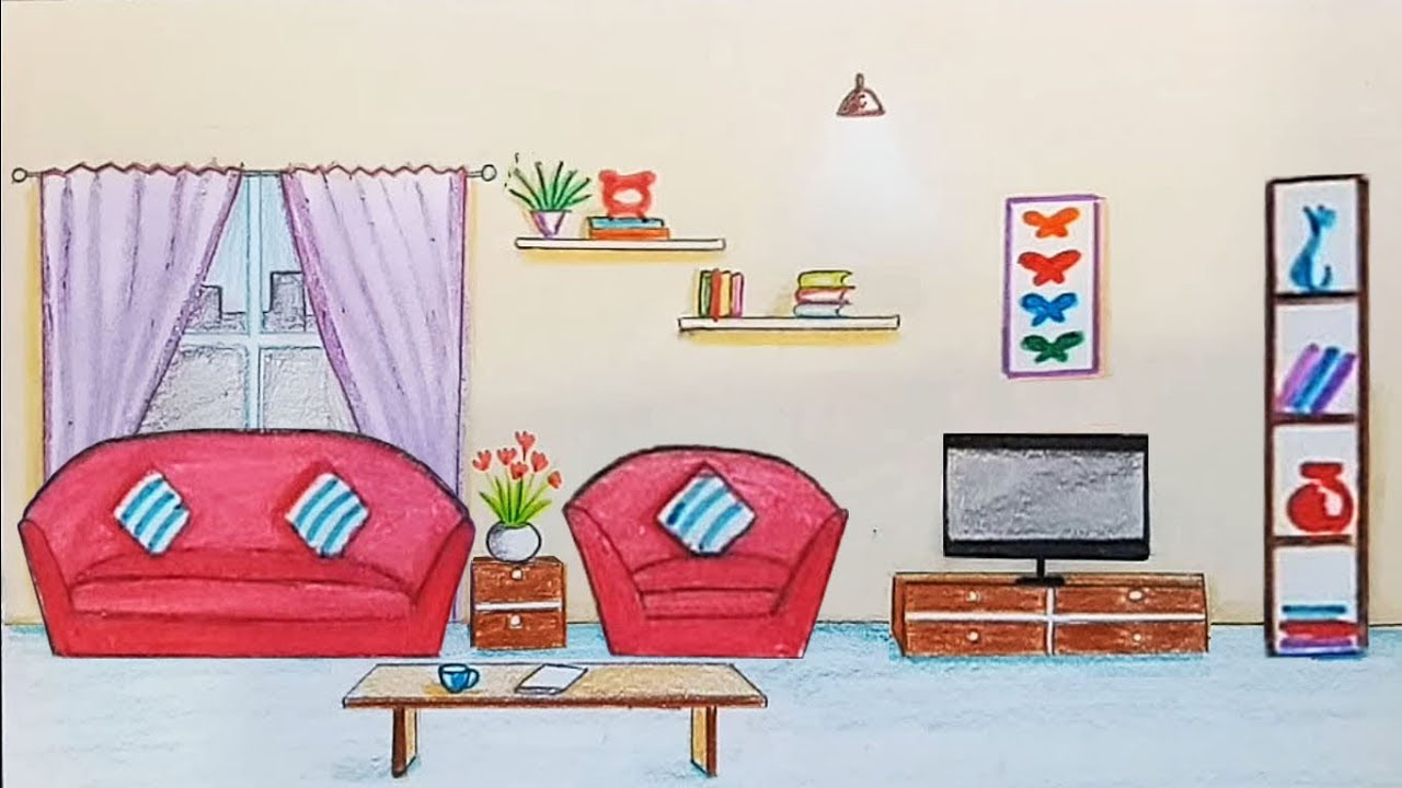 Living Room Drawing at PaintingValley.com | Explore collection of