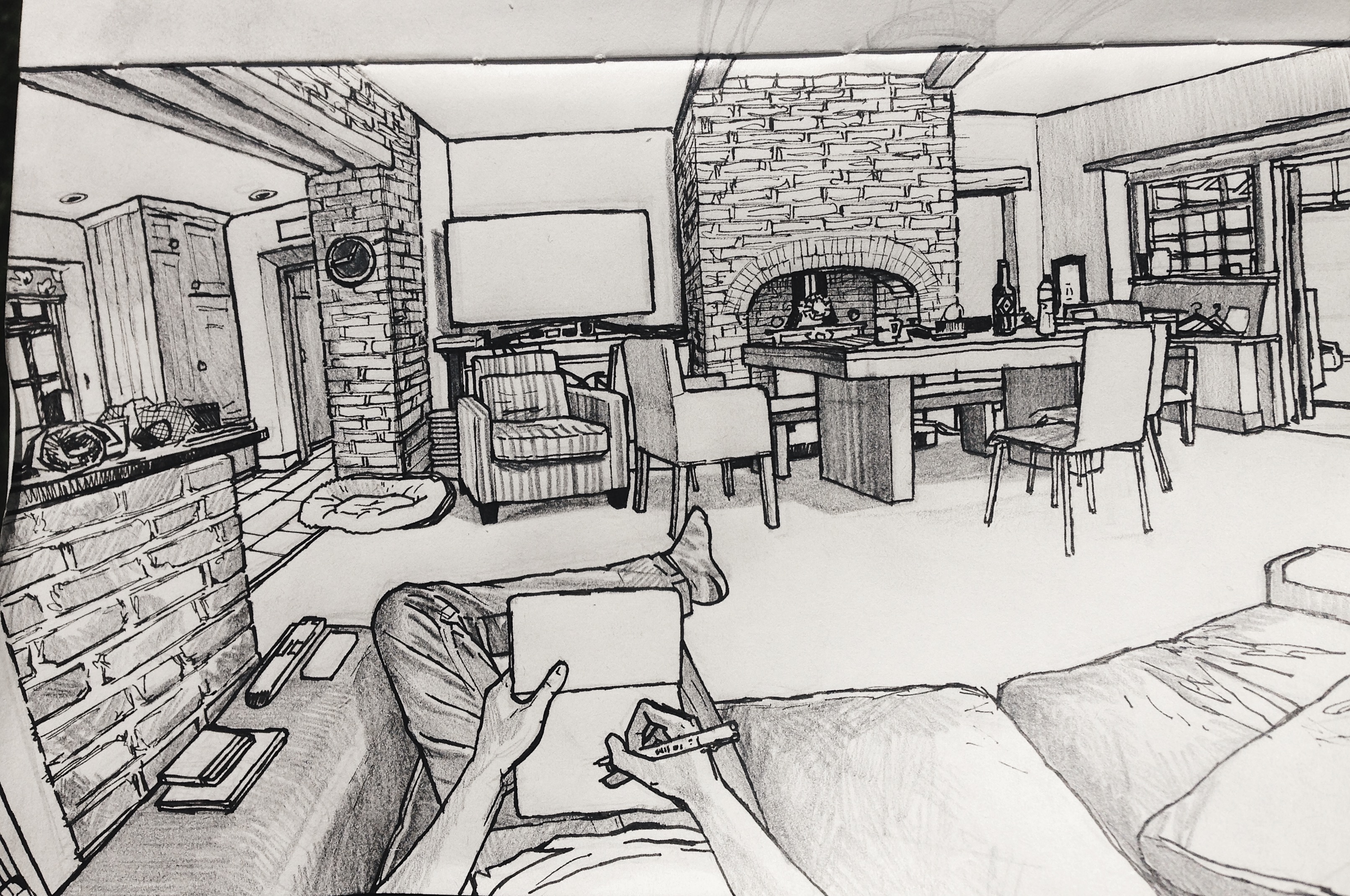 living room sketch photos