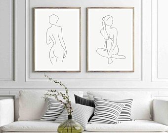 340x270 Line Art Etsy - Living Room Line Drawing