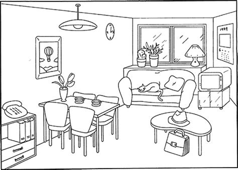 474x340 living room drawing and coloring pages color with, living room - Living Room Line Drawing