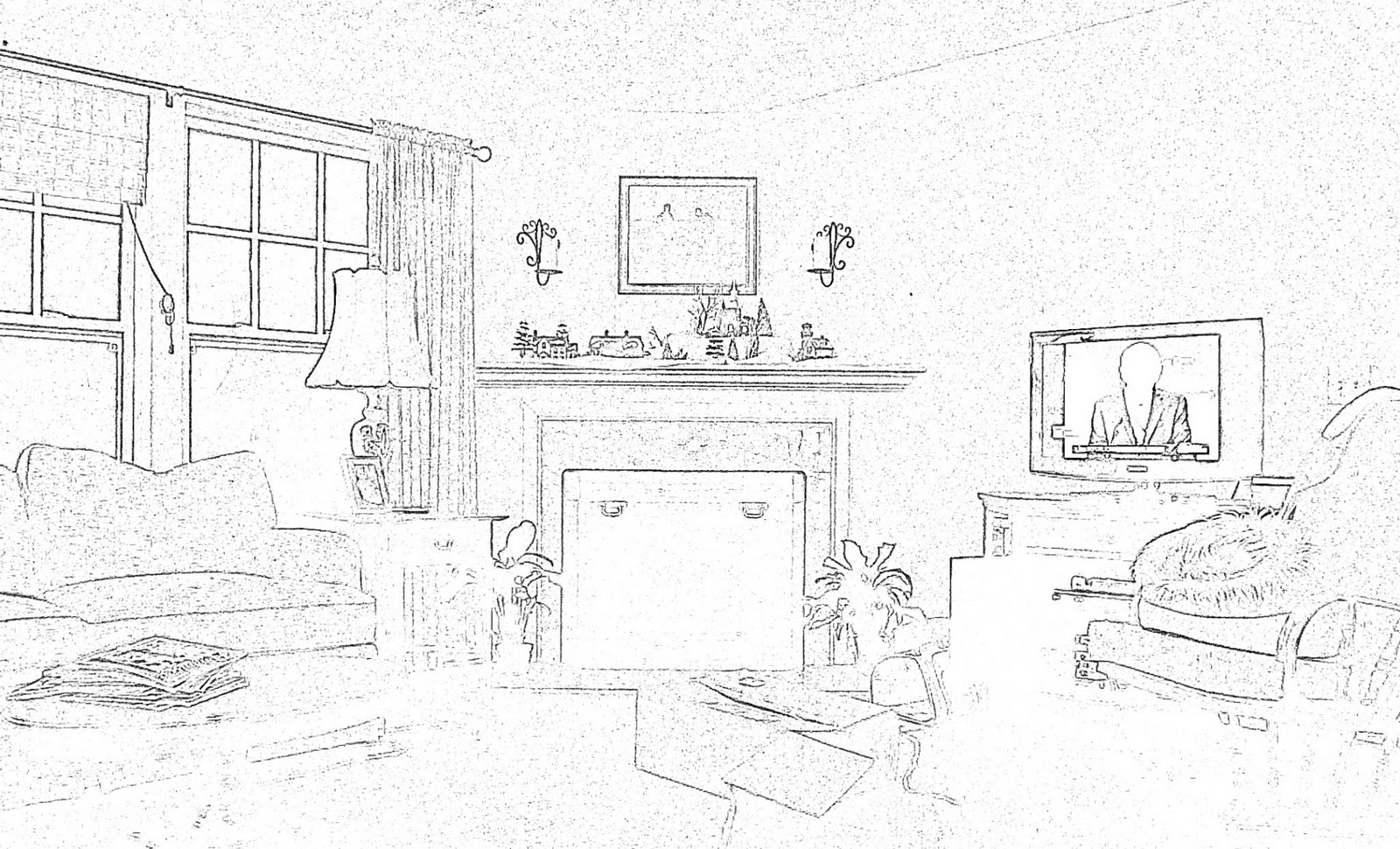 1600x970 camera took line drawing mode did - Living Room Line Drawing