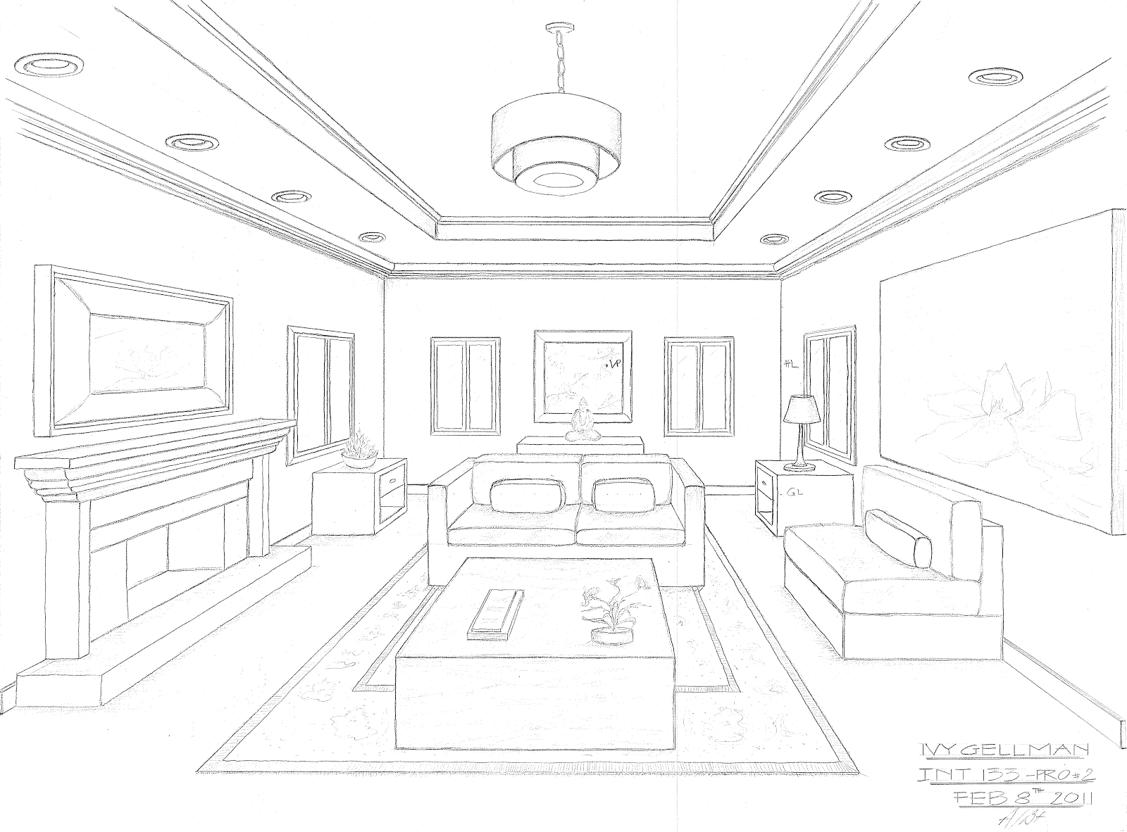 Living Room Perspective Drawing At Paintingvalley Com