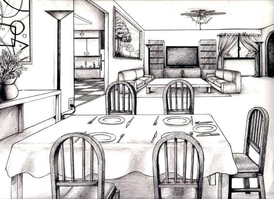 Living Room Perspective Drawing at PaintingValley.com | Explore ...