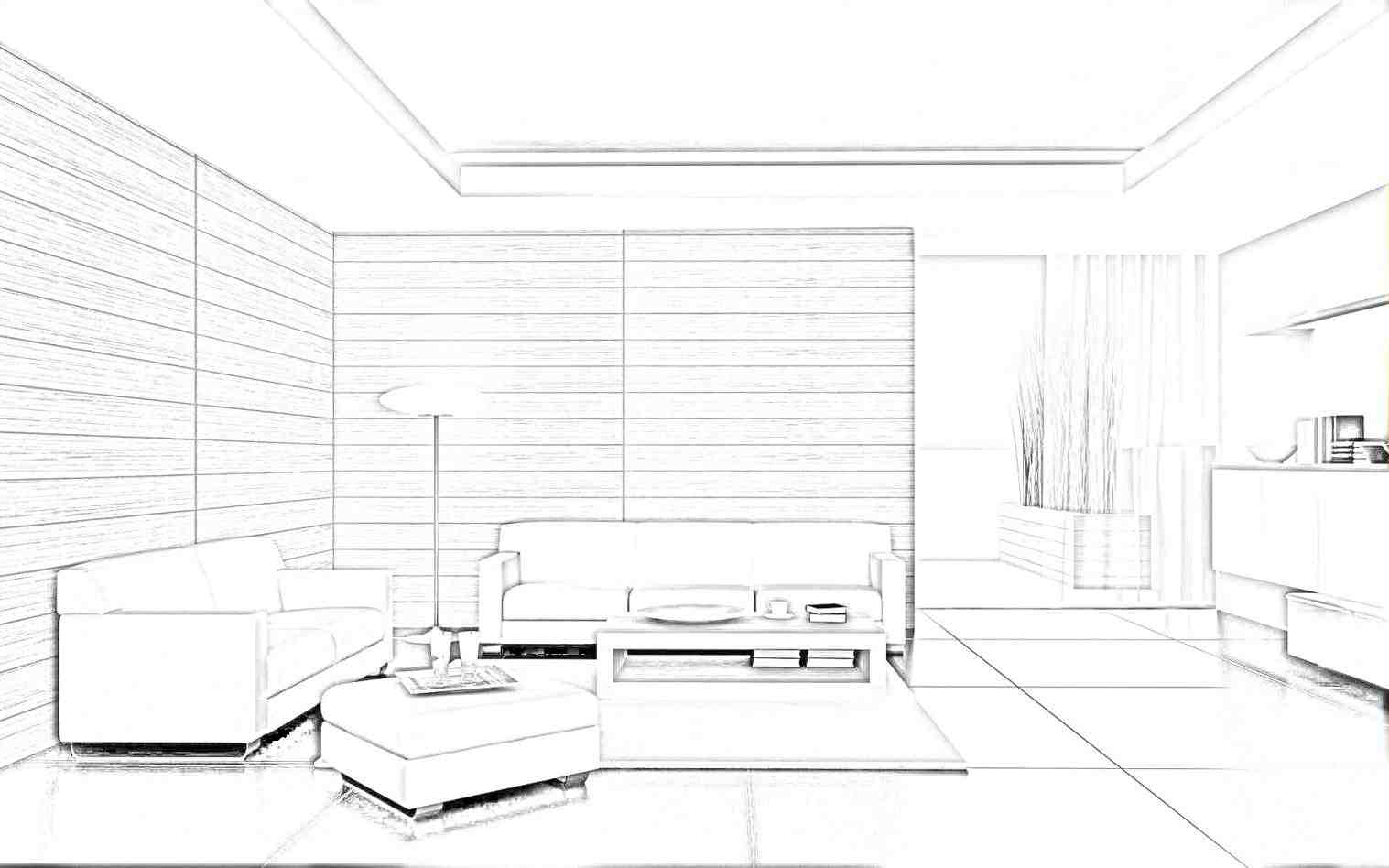 1517x948 Bed Easy Interior Design Sketches Living Room Decoration Ing - Living Room Perspective Drawing